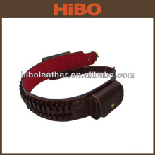 Wholesale high quality dark brown leather shotgun cartridge belt with pockets